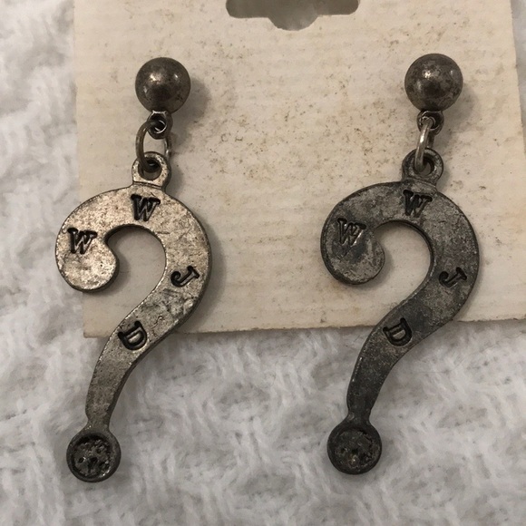 WWJD Silver Vintage Earrings What Would Jesus Do - Picture 2 of 3
